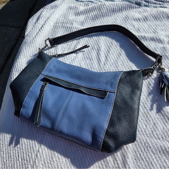 The Sak Alameda Leather Hobo Bag Blue Black Pebbled - Picture 3 of 9